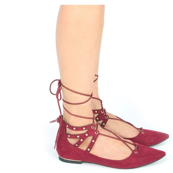 😍 QUPID "Strike-13" Burgundy Suede PU - Picture 2 of 8